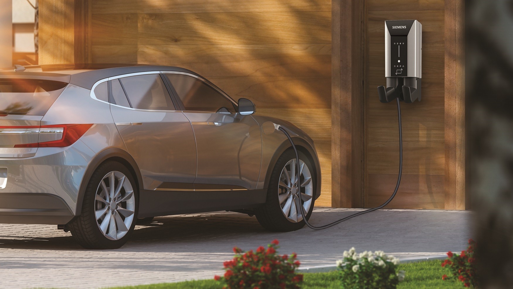 Electric vheicle plugged into a ev charging solution